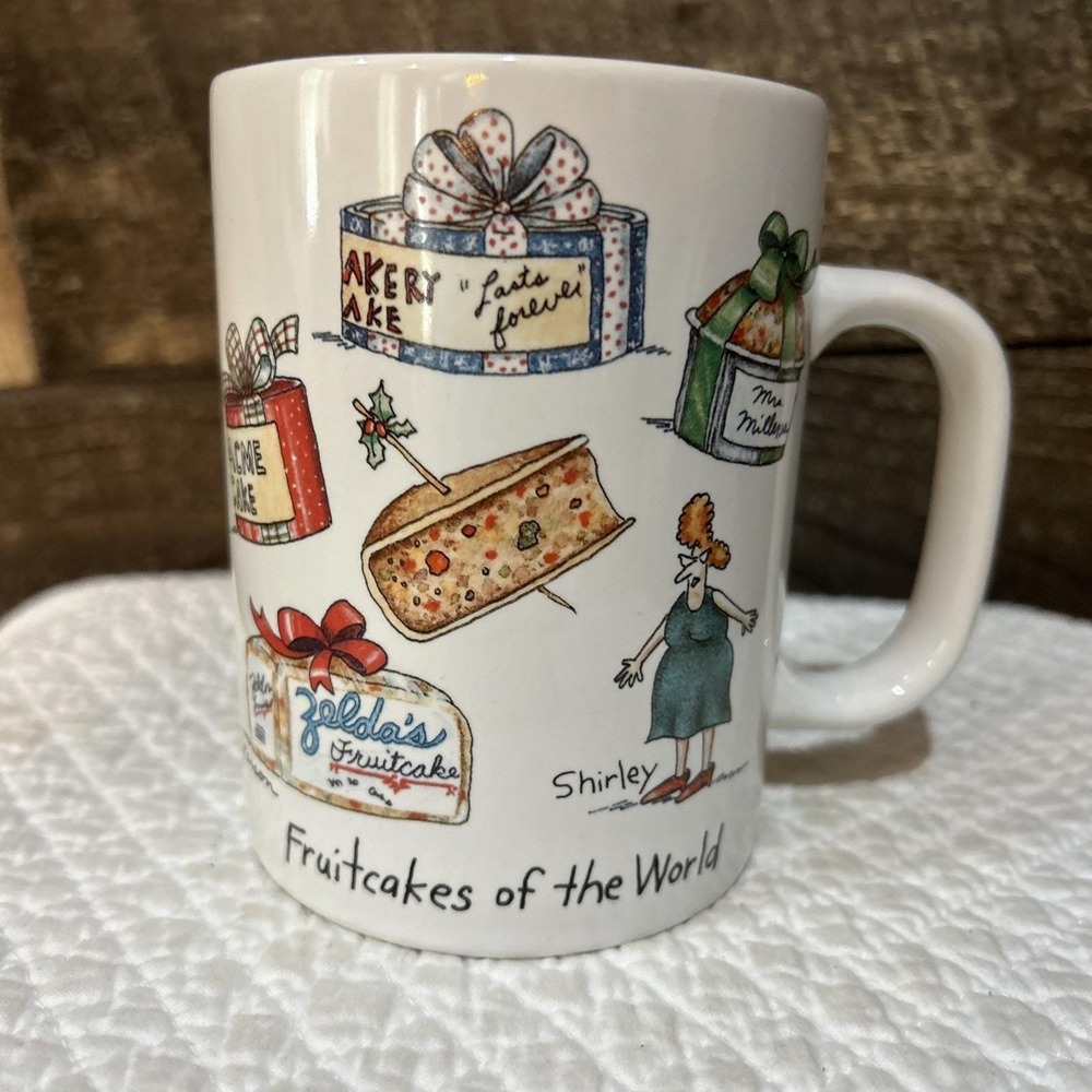 Vintage 1988 Far Side Christmas Coffee Mug Fruitcakes of the World Gary Larson